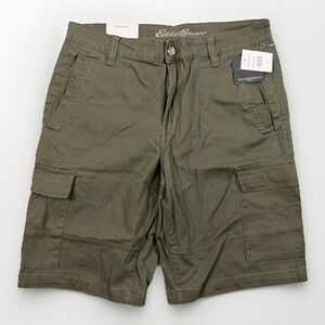Eddie Bauer Twill Cargo Shorts Men's 30 Faded Olive Green Hiking Fishing